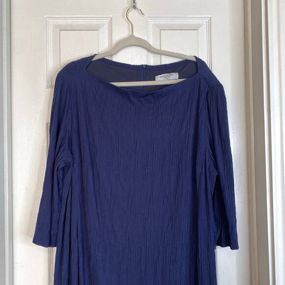 NWT MM LAFLEUR Oak Dress Aegean Blue Navy Crinkle Plus Size 20 New Office - Picture 4 of 11